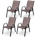 4 Pieces Stackable Patio Dining Chairs Set with Armrest