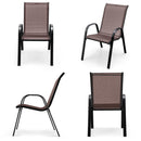 4 Pieces Stackable Patio Dining Chairs Set with Armrest