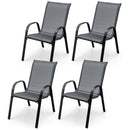 4 Pieces Stackable Patio Dining Chairs Set with Armrest