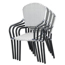 Set of 4 Patio Rattan Stackable Dining Chair with  Armrest for Garden-White
