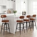 Set of 4 Swivel Barstools Faux Leather with Upholstered Seat and Back
