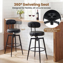 Set of 4 Swivel Barstools Faux Leather with Upholstered Seat and Back