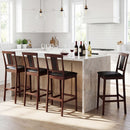 Set of 4 Upholstered Barstool 29.5 Inch Bar Height with Solid Rubber Wood Frame