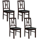 Wooden Dining Chairs Set of 4 with Padded Faux Leather Seats