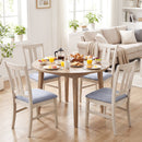 Set of 4 Wooden Upholstered Dining Chairs with High Curved Back