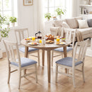 Set of 4 Wooden Upholstered Dining Chairs with High Curved Back