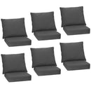 Deep Seat Chair Cushion Set of 6 with Rope Ties - Gray