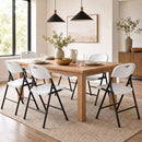 Foldable Plastic Dining Chairs Set of 6 with Ergonomic Backrest