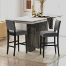 38.5/43.5 Inch Set of 2 Counter Height Chairs with Solid Rubber Wood Frame