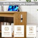Folding Sewing Table with Charging Station and Casters