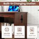 Folding Sewing Table with Charging Station and Casters