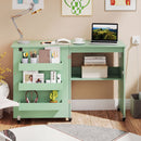 Folding Sewing Table with Charging Station and Casters