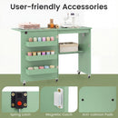 Folding Sewing Table with Charging Station and Casters