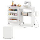 Folding Sewing Table with Charging Station and Casters