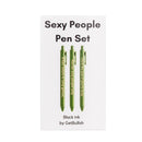 Sexy People Pen Set 🌹 | Gel Click Pen Gift Set | 3 Pens in Olive Green