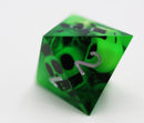 Sharp Edge Resin RPG Dice Set - Green Skulls