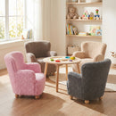 Kids Sherpa Armchair with Solid Wood Legs - Light Pink