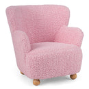 Kids Sherpa Armchair with Solid Wood Legs - Light Pink