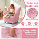 Kids Sherpa Armchair with Solid Wood Legs - Light Pink