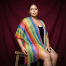 Shimmer Mesh Pride Scarf Wrap in Rainbow Stripe | Unisex Summer Shawl LGBTQ Pride