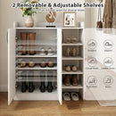 Shoe Cabinet with 2 Doors Shoe Storage Organizer with 2 Adjustable Inner Shelves-White