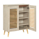 Shoe Cabinet with Louvered Doors and Removable Shelves