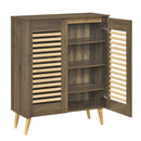 Shoe Cabinet with Louvered Doors and Removable Shelves