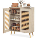 Shoe Cabinet with Louvered Doors and Removable Shelves