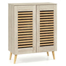 Shoe Cabinet with Louvered Doors and Removable Shelves