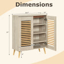 Shoe Cabinet with Louvered Doors and Removable Shelves