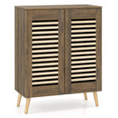 Shoe Cabinet with Louvered Doors and Removable Shelves