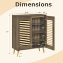 Shoe Cabinet with Louvered Doors and Removable Shelves