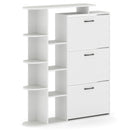 Shoe Cabinet with Open Shelves Modern Shoe Organizer with 3 Flip Drawers