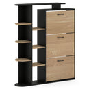 Shoe Cabinet with Open Shelves Modern Shoe Organizer with 3 Flip Drawers
