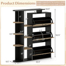 Shoe Cabinet with Open Shelves Modern Shoe Organizer with 3 Flip Drawers