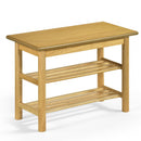 Shoe Rack Bench 3-Tier Rubberwood Shoe Changing Bench-Natrual