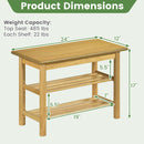 Shoe Rack Bench 3-Tier Rubberwood Shoe Changing Bench-Natrual