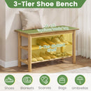 Shoe Rack Bench 3-Tier Rubberwood Shoe Changing Bench-Natrual