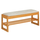 Shoe Rack Bench with Storage 2-Tier Rubberwood Entryway Bench with Flip-Open Storage