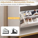 Shoe Storage Bench Narrow Entryway Bench with 2 Flip Drawers Adjustable Shelves-White