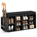 Shoe Storage Bench with Umbrella Stand 10-Cubby Entryway Shoe Rack Organizer