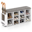 Shoe Storage Bench with Umbrella Stand and Adjustable Shelf