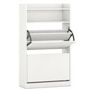 Shoe Storage Cabinet Hidden Shoe Rack with 2 Flip Drawers Adjustable and Removable Shelves-White