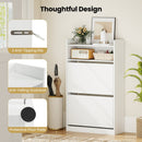 Shoe Storage Cabinet Hidden Shoe Rack with 2 Flip Drawers Adjustable and Removable Shelves-White