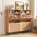 Shoe Storage Cabinet with 4 Flip Drawers Narrow Freestanding Shoe Organizer with Adjustable Shelves