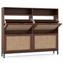 Shoe Storage Cabinet with 4 Flip Drawers Narrow Freestanding Shoe Organizer with Adjustable Shelves