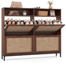 Shoe Storage Cabinet with 4 Flip Drawers Narrow Freestanding Shoe Organizer with Adjustable Shelves