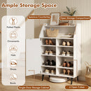 Shoe Storage Cabinet with Adjustable Shelves - White