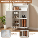 Shoe Storage Cabinet with Adjustable Shelves - White