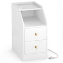 Side End Table with Charging Station Sofa Couch Table with Shelf Drawers